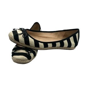 Kate Spade Black and Cream Striped Espadrilles